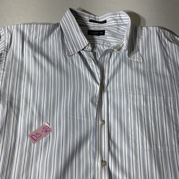 Lands End Supima Pinpoint Oxford Mens Tall Dress Shirt 17.5 37 Blue & White XL - Picture 8 of 8